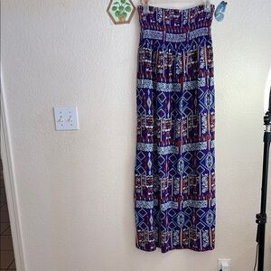Forever 21 Purple and Blue Smocked Maxi Skirt